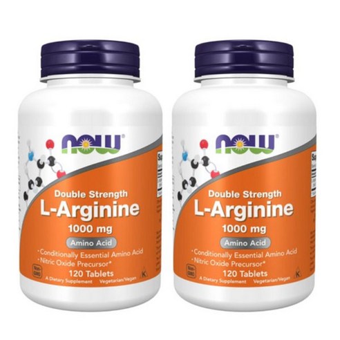 1+1 나우푸드 L 엘 아르기닌 더블 스트렝스 1000mg 120정 x2통, 120정, 2개