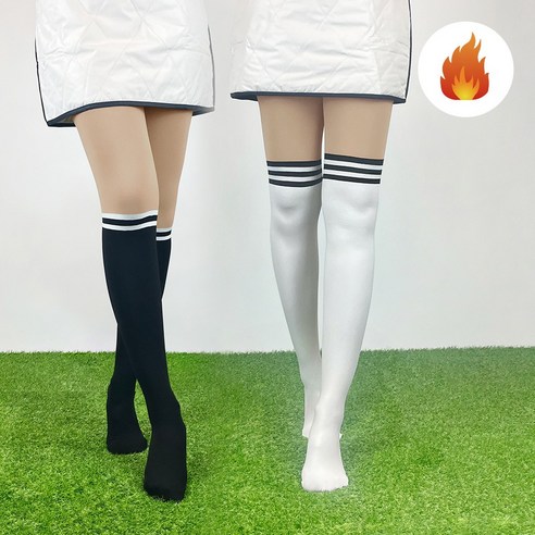 엔조이핏 기모 스트라이프 투톤 골프스타킹 2매입 겨울 여성 반스타킹, 블랙 니삭스 2매, 1개