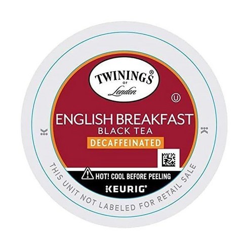 Twinings Keurig 큐리그를 위한 Decaf 잉글리쉬 브렉퍼스트 티 K-컵 자연스럽게 디카페인된 홍차 부드럽고 향긋한 견고한 24개 1팩, Decaffeinated English Breakfas, 1개