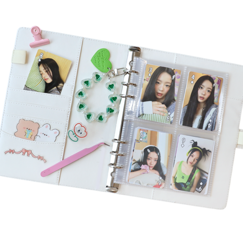 봄봄 마카롱 6공 포카바인더 A5 속지포함 다이어리 앨범, 10매, 화이트