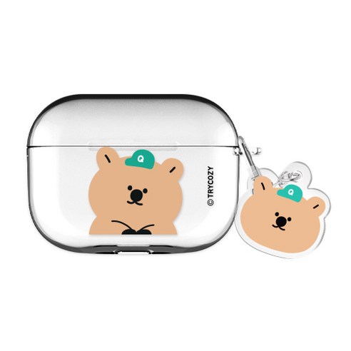 쿼카 모자 에어팟프로2세대 클리어 케이스 키링 세트, 그린, AirPods Pro(2세대)