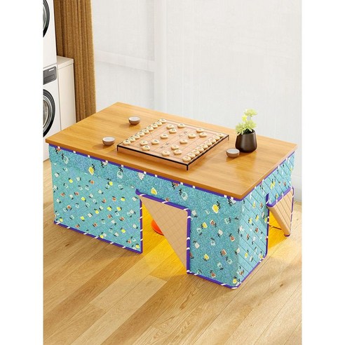 코타츠 테이블 거실 짱구 캠핑 일본식 겨울 난방테이블, A. 화이트120CM+체크무늬 블루 옷감 커버 코타츠 테이블 거실 짱구 캠핑 일본식 겨울 난방테이블, A. 화이트120CM+체크무늬 블루 옷감 커버