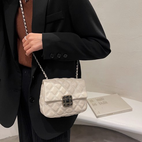 KORELAN 미니 가방녀 마름모 체크 체인 스퀘어 가방 숄더 미니 향기 패션 크로스백