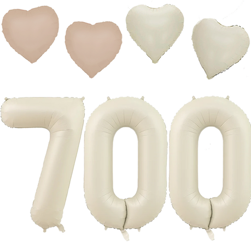 파파 파티 크림 하트 대형 숫자 기념일 생일 풍선 세트, 1세트, 크림 700 + 하트4p