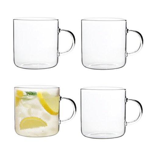 Bestra 홈카페 내열유리 머그컵 500ml, 투명, 4개