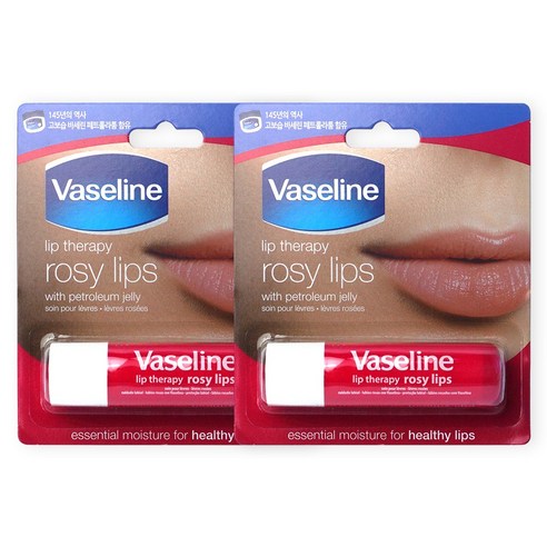바세린 립테라피스틱 로지립스 립밤 스틱형 4.8g x 2개 보습유지 립글로즈, 로지 립스