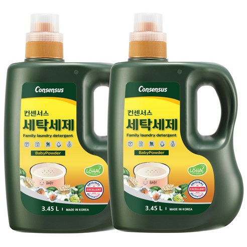 컨센서스 세제 베이비파우더향, 3.45L, 2개