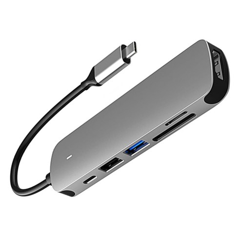 Retemporel USB C 허브 유형 도킹 스테이션 6 로 1 3.0+HDMI 호환 지원 PD 고속 충전 노트북 삼성 S10 분배기, 1개, 회색
