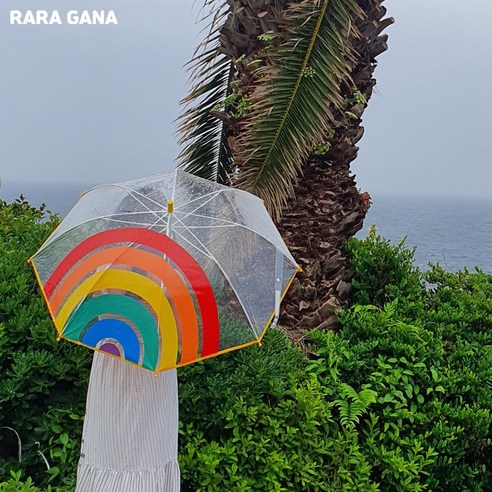 [라라가나] 투명 비닐 안전 무지개 캐릭터 패션 장우산_RARAGANA