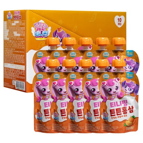 캐치티니핑 튼튼홍삼 맛있는 과즙이 쏙쏙 오렌지맛, 10개, 100ml