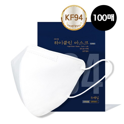마스크  care wrap high clean KF94 bird-shaped summer mask medium/large 100 sheets color mask, (large) KF94-light white 100 sheets
