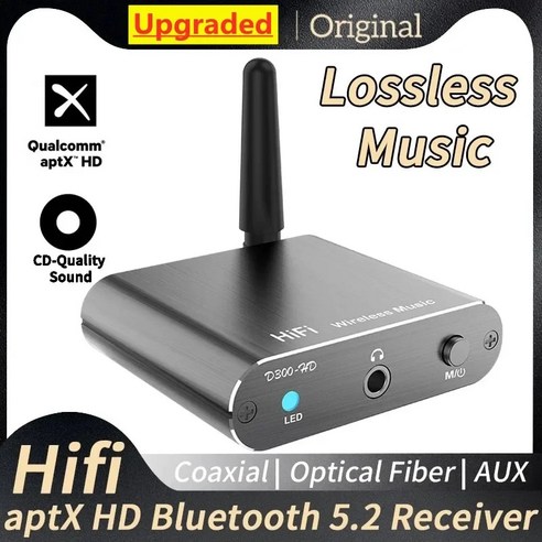 HIFI Aptx-HD 리시버 스테레오 음악 무선 오디오 어댑터 Aux Toslink 동축 출력 앰프 자동차 TV PC용 블루투스 5.2 3.5mm, 2.B - 블루투스 v5.0