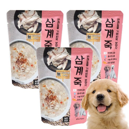 미음펫 강아지보양식 영양죽 국내생산 습식 간식, 3개, 100g, 삼계죽