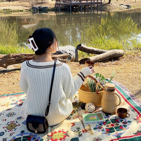 플캠 캠핑용 블랭킷, 쿠쿠리패턴