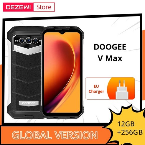 DOOGEE V Max 5G 글로벌 버전 스마트폰 디멘시티 1080 옥타코어 22000mAh 대용량 배터리 120Hz 디스플레이 108MP 트리플 카메라, 없음, 2.Standard - 12GB 256GB Silver