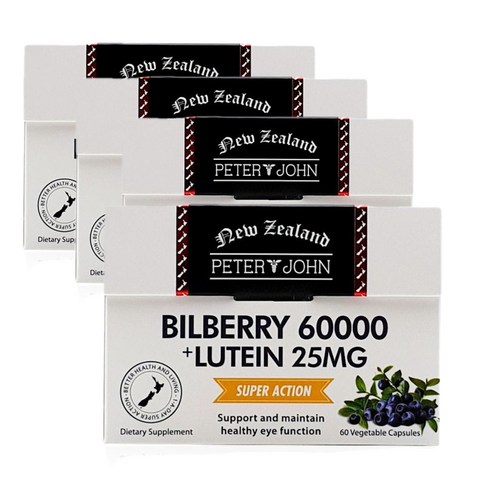 피터앤존 빌베리 60000mg 60베지캡슐 6개 Bilberry 60000mg+Lutein 25mg 60Vegecapsules, 60정