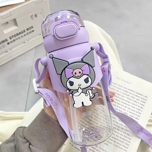 산리오 텀블러 보온보냉 원터치 물컵 물병 휴대용 쿠로미 시나모롤 어린이, 쿠로미600ml, 1개