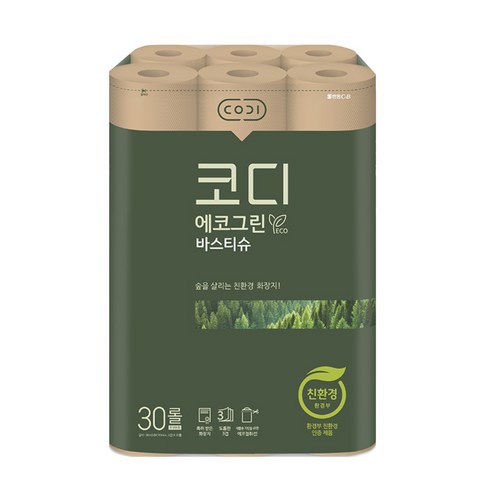 코디 에코그린 바스티슈 3격 롤화장지, 1팩, 30롤
