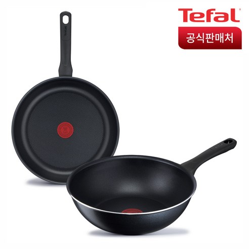 테팔 뉴컴포트그립 세트 2개, 그레이, 프라이팬 28cm + 웍 28cm