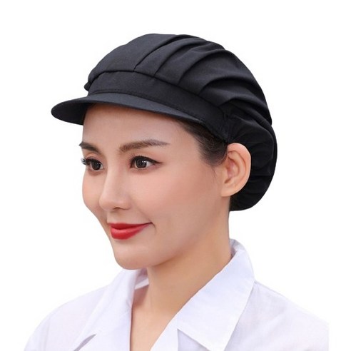 어리플 주방 위생 모자 3P, 전체 면, 블랙, 3개