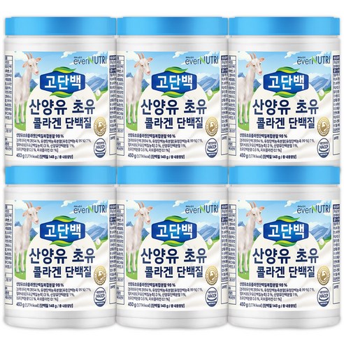 에버뉴트리 고단백 산양유 초유 콜라겐 단백질, 6개, 450g