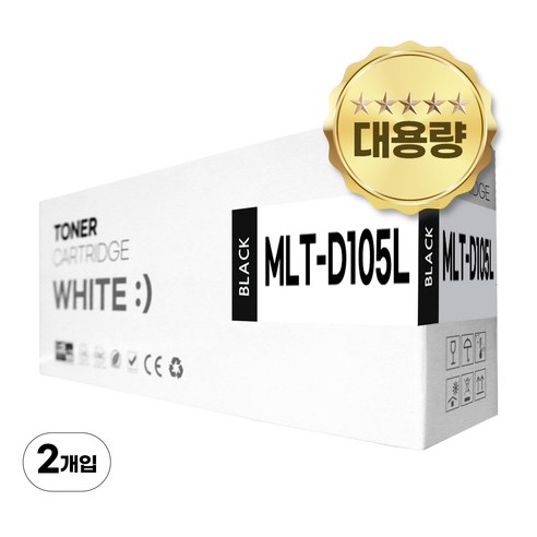 삼성 MLT-D105L 재생토너 대용량 ML-1910K ML-2540 SCX-4600K, 2개, MLT-D105L 대용량