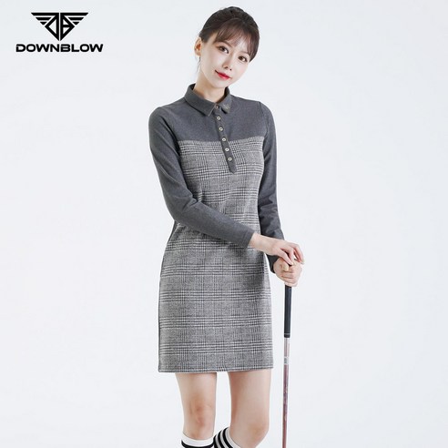 다운블로우 여성 체크 카라 긴팔 원피스 (배색) 8000W 여성골프원피스 다운블로우 여성 체크 카라 긴팔 원피스 (배색) 8000W 여성골프원피스