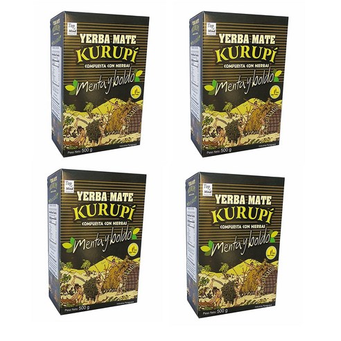 쿠루피 민트 볼도 예르바 마테 500g(1.1lbs) 4팩 Kurupi Mint Boldo Yerba Mate 500 g (1.1 lbs) 4 Pack, 500g, 4개