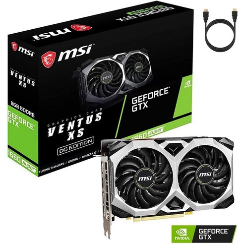 고사양 MSI NVIDIA GeForce GTX 1660 Super Ventus XS VR Ready OC PCIe 3.0 그래픽 카드 듀얼 팬 6GB GDDR6 HDCP 지원 D