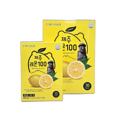 [제주시농협] 제주 레몬100 착즙액 레몬즙 100% 원액 국내산 제주산 20g, 15개, 20ml