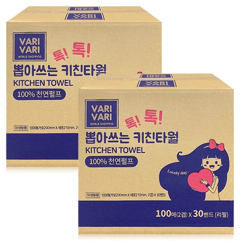 바리바리 톡톡 뽑아쓰는 키친타올 리필, 100매, 60개