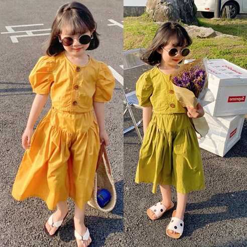아가꼬 여니 블라우스 퍼짐바지세트 여자아기옷 아동복 여아 촬영룩 와이드팬츠