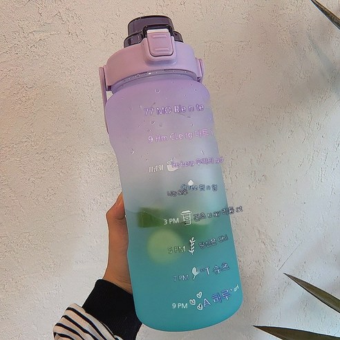 MEIISEO대용량 스포츠 물통 다기능 물병 휴대용 스포츠 물통 대용량 보온병, purple-2000ml