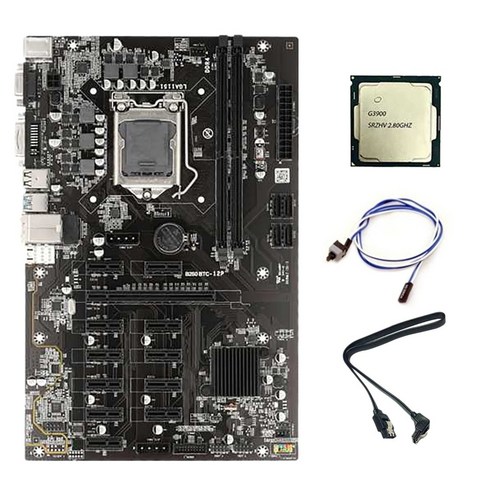 Lopbinte G3900 CPU+스위치 케이블+SATA 케이블이 있는 B250 BTC 마이닝 마더보드