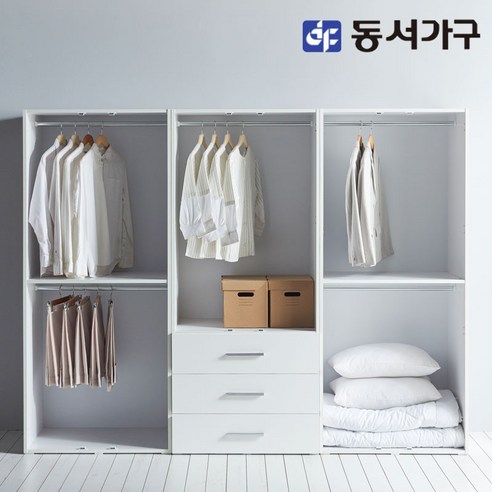 침실 공간을 정돈하고 우아하게 꾸미는 데 이상적인 동서가구 소이 베이직 옷장세트