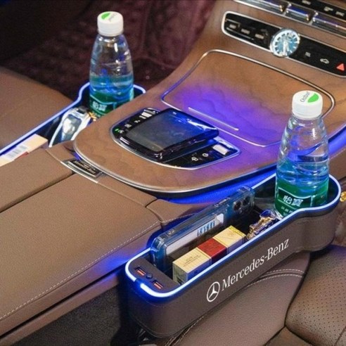 벤츠사이드포켓 차량용 LED 앞좌석 틈새 수납 EQ E S, 운전석-베이지, 1개