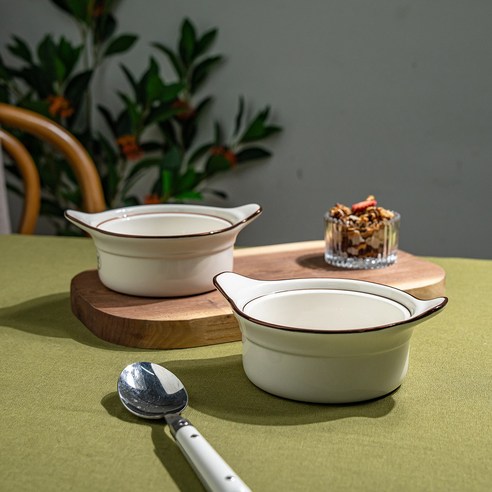 시라쿠스 뉴욕 킹스인 홈파티 원형 그라탕 오븐그릇 양손스프볼, S(16cm), 2P, 콜라브라운