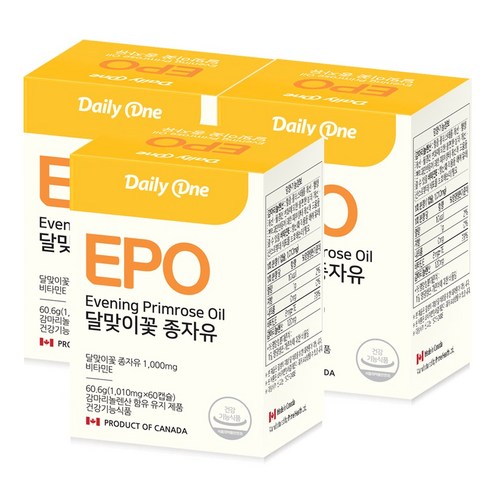 [데일리원] EPO 달맞이꽃 종자유 1010mg X 60캡슐 3통
