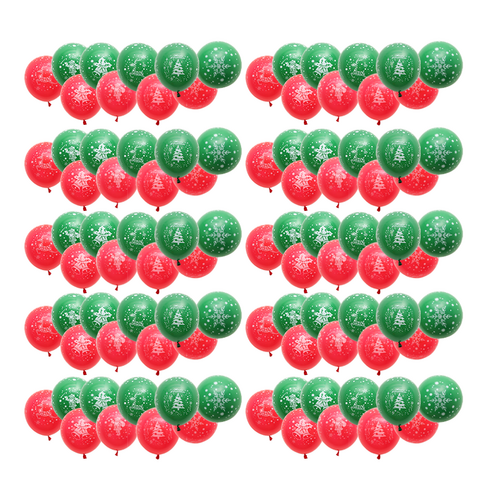 [피앤비유니티]크리스마스 고무풍선 혼합100입 모음, 1세트, 01)인쇄혼합100입 레드그린