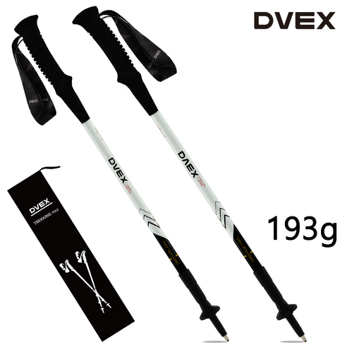 디벡스 초경량 193그램 3단 루체른 등산스틱 2개1세트+ (케이스), 화이트블랙, 1세트