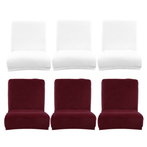낮은 등받이 확장 가능한 흰색 카운터 의자 6 조각 의자 커버, 화이트, 설명