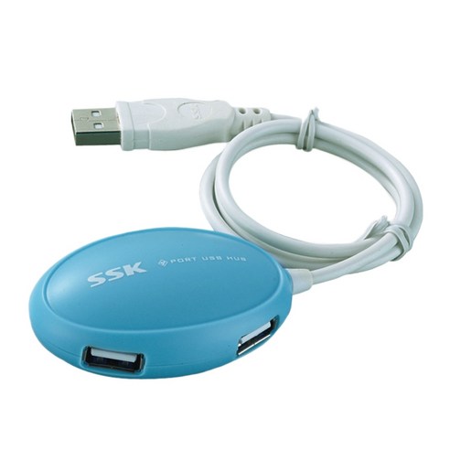 Xzante SSK 4 포트 USB2.0 허브 분배기 확장기 변환기 용량 시스템 Windows XP/Vista/7 Linux2.4 Mac OS 9.1 이상, 1개, 파란색
