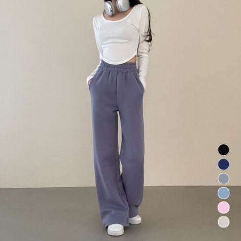 슈가언니 [2단 기장] 수선 필요없는 핏 예쁜 밴딩 트레이닝 부츠컷 와이드 팬츠