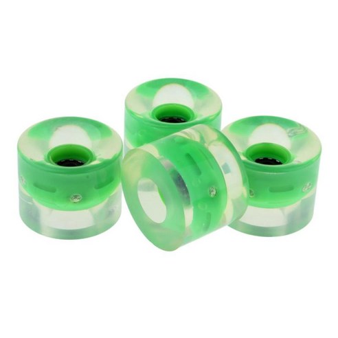 코어가있는 스케이트 보드 롱 보드 용 4 개 60mm 교체 휠, PU, 녹색