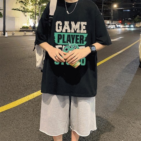 글리노 여름 여자 반팔 프린팅 오버핏 티셔츠