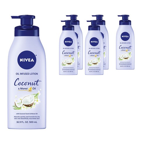 니베아 오일 인퓨즈드 로션 코코넛 & 모노이 오일, 6개, 500ml