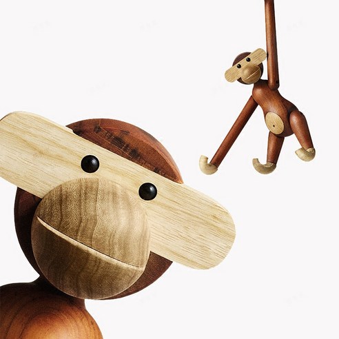 원숭이 장식품 촬영용 소품 동물 바나나 원목 우드, 원숭이 (20CM) 헤드 회전 가능