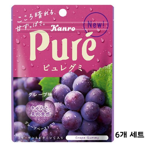 일본 칸로 퓨레구미 포도맛 젤리 56g, 1개
