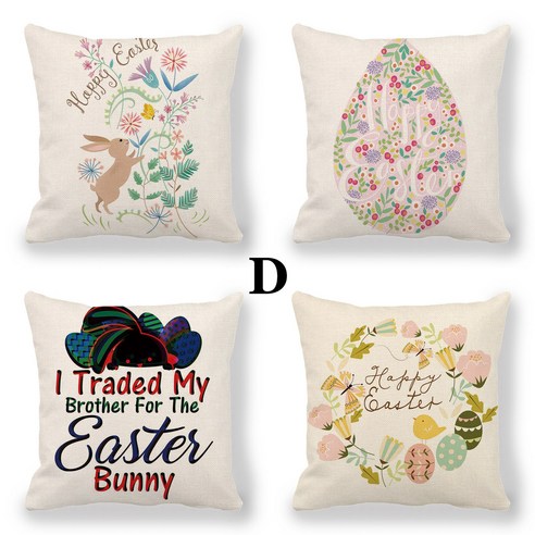 OEM Happy Easter Bunny Pillow Cover Linen Sofa Cushion Home Decor CaseFWT210301011D, A