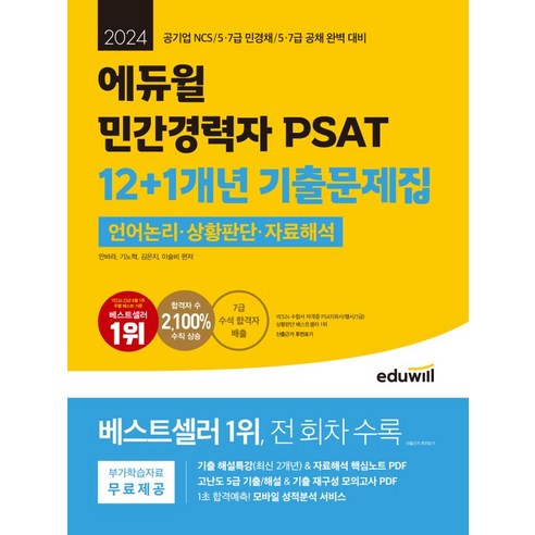 2024 에듀윌 민간경력자 PSAT 12+1개년 기출문제집 언어논리 상황판단 자료해석